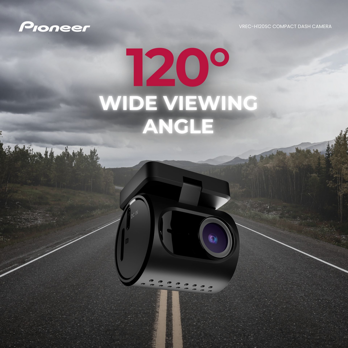 Pioneer VREC-H120SC, 1-kanals frontkamera, 1,5K, 120° betraktningsvinkel