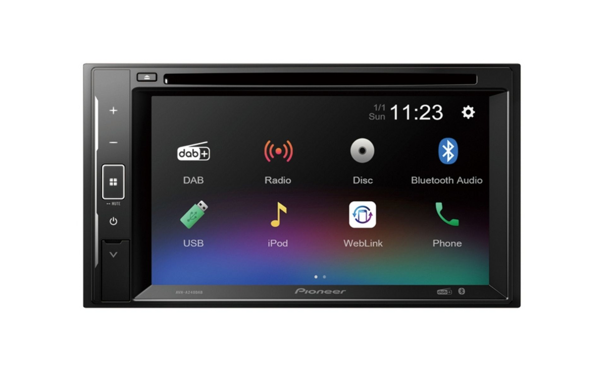 Pioneer DMH-A240DAB, Bilstereo med 6,2-tums skärm, Bluetooth, DAB+, USB och AUX