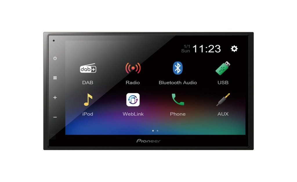 Pioneer DMH-A340DAB, Bilstereo med Bluetooth, DAB+, USB, AUX och 6,8-tums kapacitiv skärm