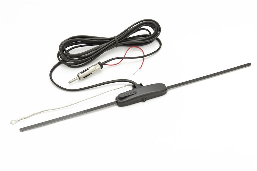 Universell elektronisk AM/FM-antenn med dubbelförstärkning