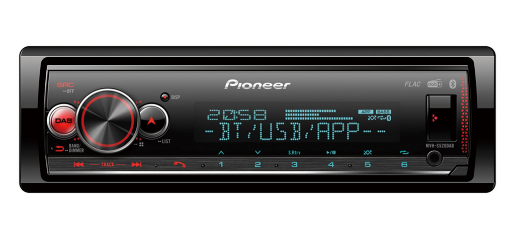 Pioneer MVH-S520DAB, Bilstereo med USB, Bluetooth, DAB och 4 × 50 W