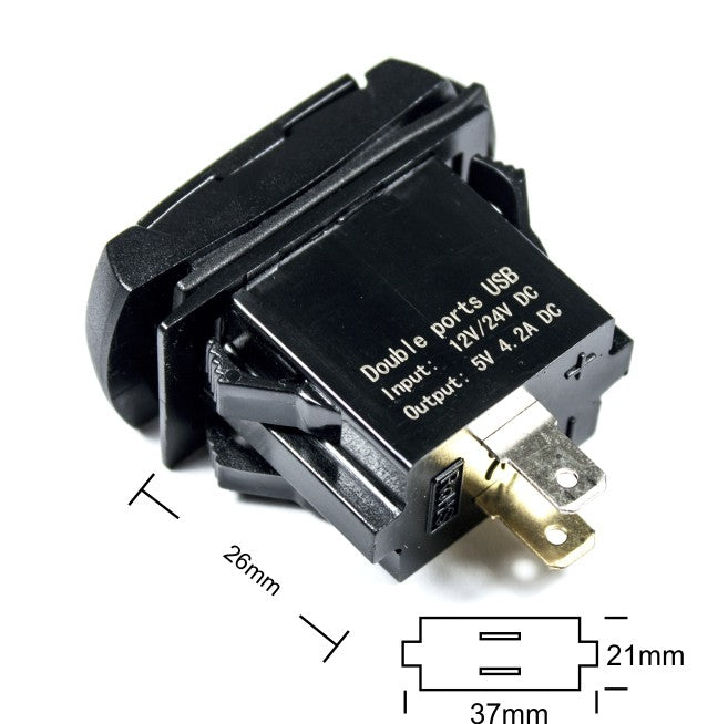 FOUR Connect 4-600157 vattentät dubbel USB-laddare med spänningsvisning