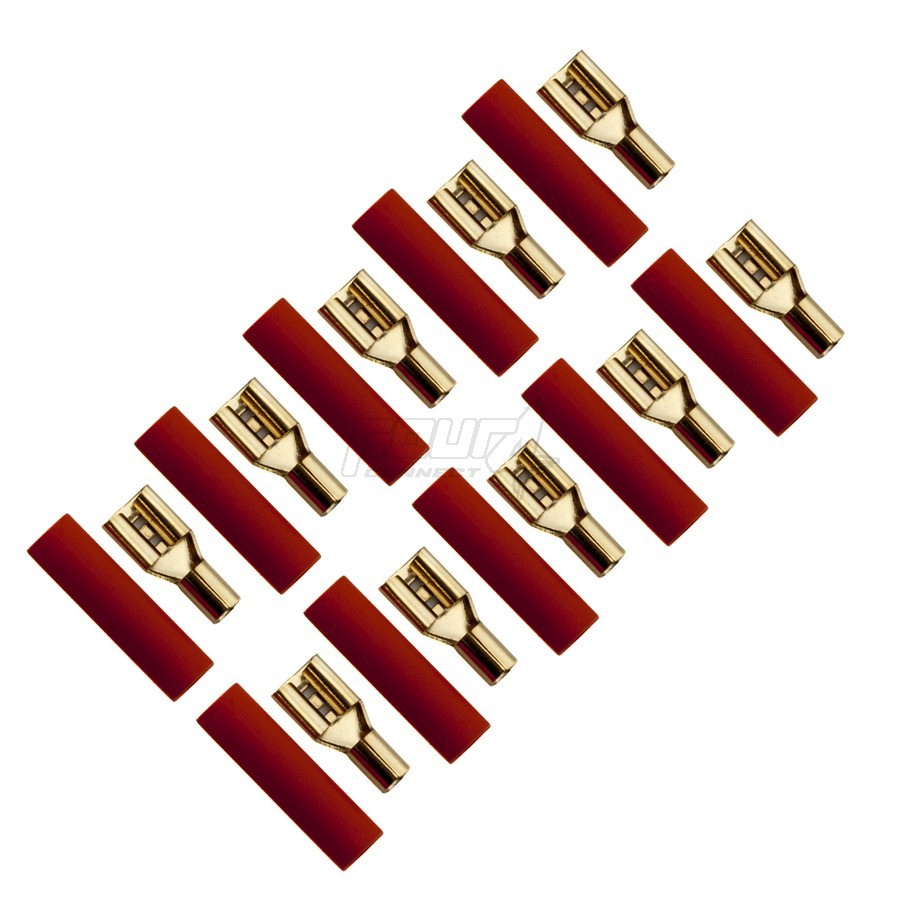 4Connect 4-690742 flatstiftshylsa för 2,5 mm² kabel, 4,8 mm bred, röd, 10 st