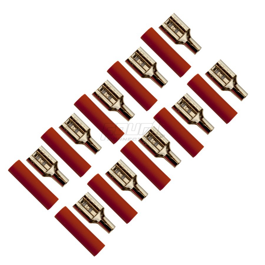 4Connect 4-690745 flatstiftshylsa för 2,5 mm² kabel, 6,3 mm bred, röd, 10 st