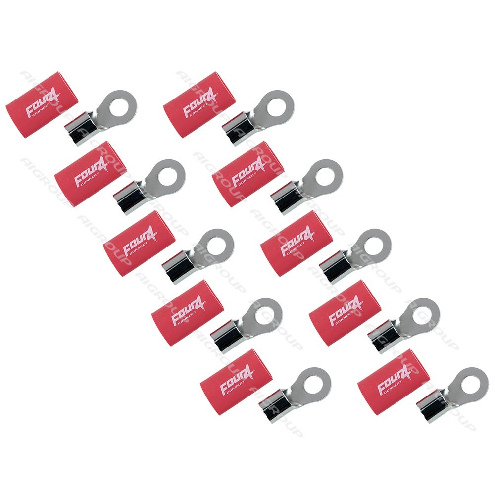 4Connect 4-690942 M8-ringkabelskor för 20 mm², 10 st röda