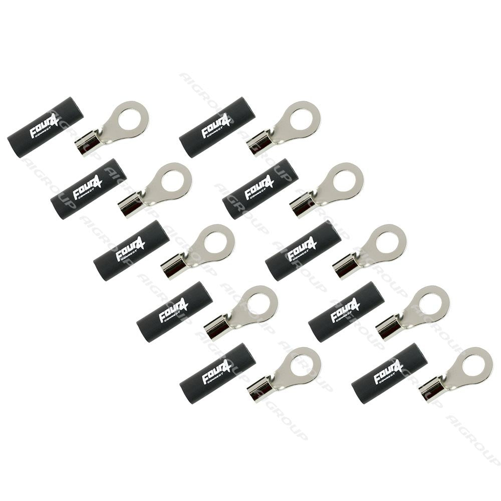 4Connect 4-690961 M8-ringkabelsko för 10 mm², 10 st svarta