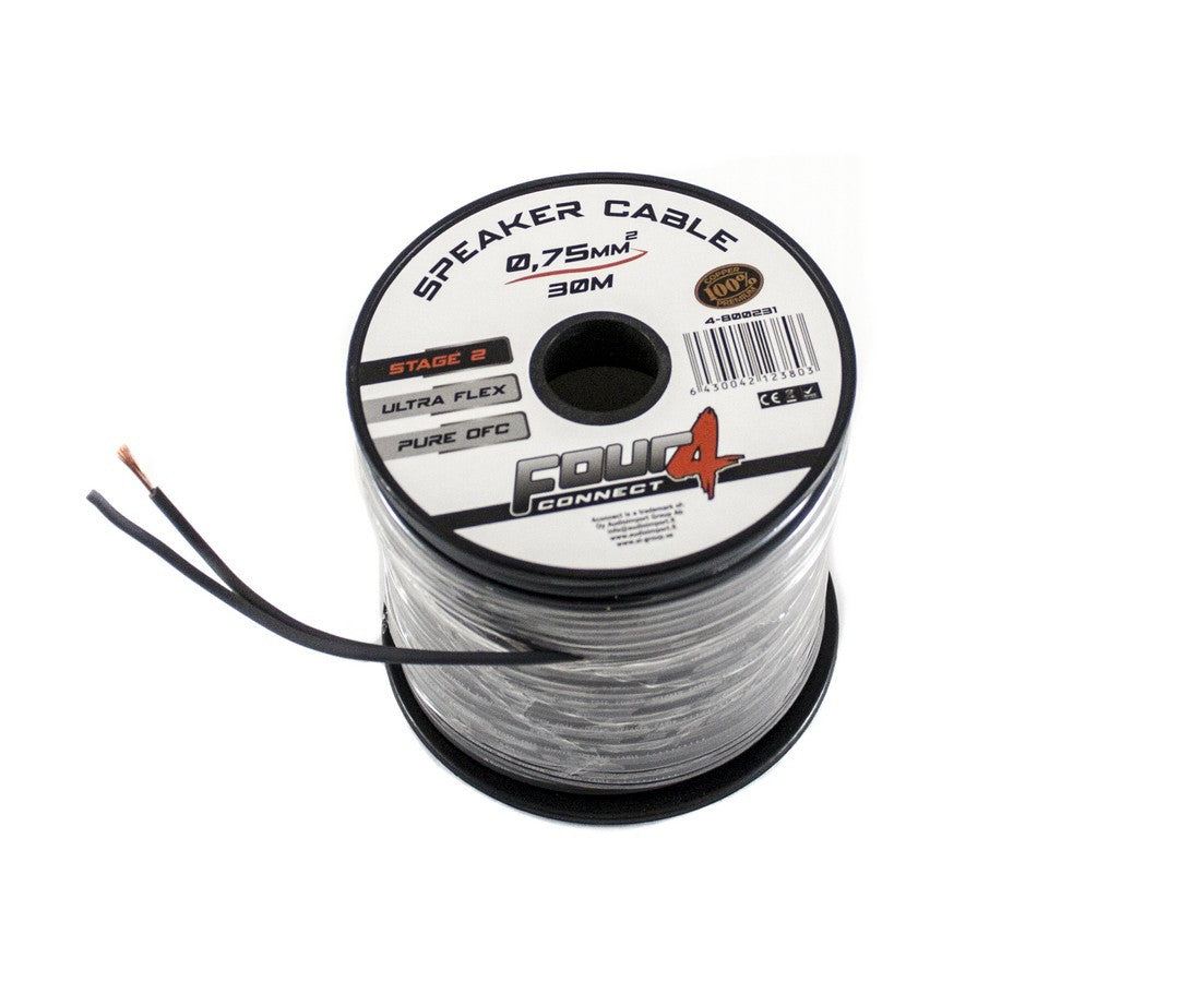 4CONNECT 4-800231 STAGE2 OFC-högtalarkabel 2×0,75 mm², minitrumma 30 m