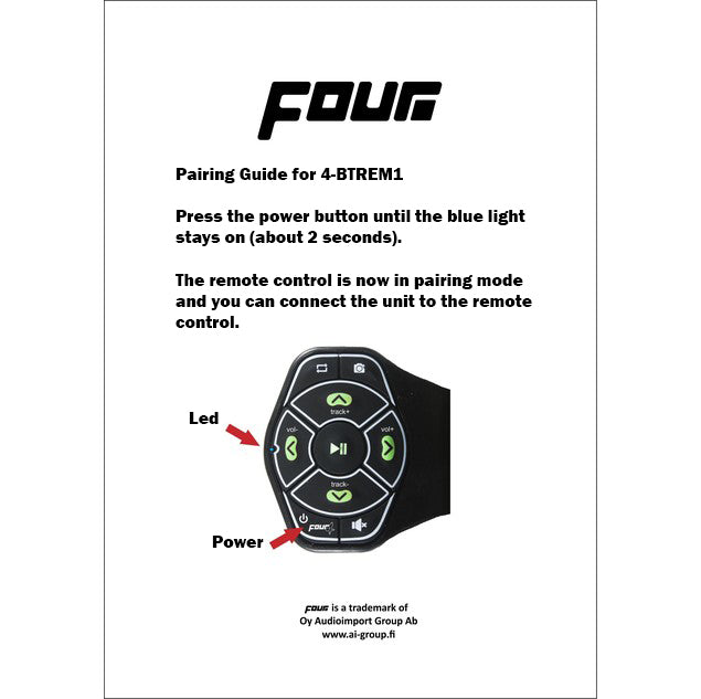 FOUR Mobile 4-BTREM1 Bluetooth-fjärrkontroll för ratt