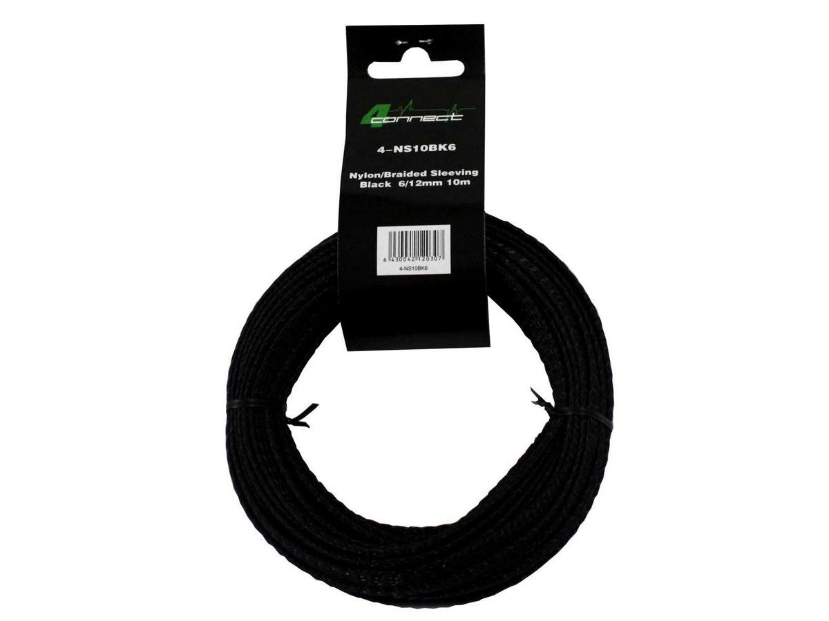 FOUR Connect 4-NS10BK6 svart nylon-/tygstrumpa 6/12 mm 10 m
