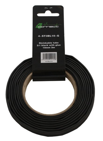 FOUR Connect 4-ST3BL10 svart krympslang med lim, 10 mm x 3 m
