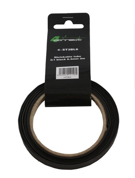 FOUR Connect 4-ST3BL6 svart krympslang, 6,4 mm x 3 m