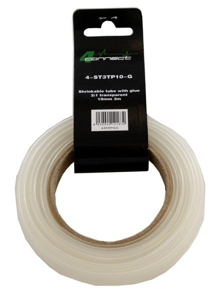 FOUR Connect 4-ST3TP10 transparent krympslang med lim, 10 mm x 3 m