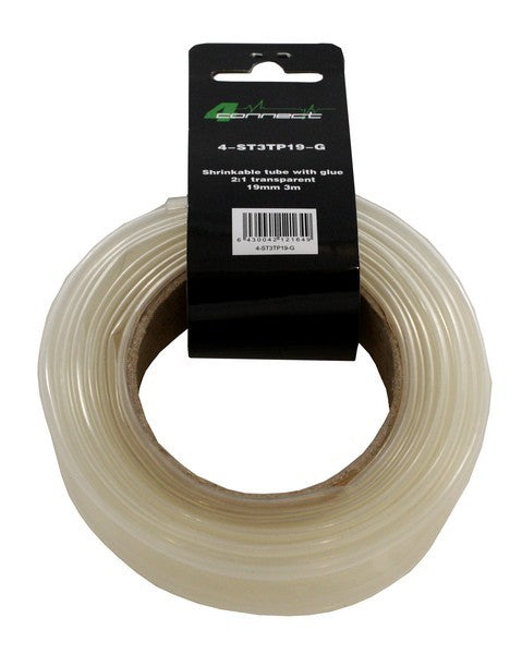 FOUR Connect 4-ST3TP19 transparent krympslang med lim, 19 mm x 3 m