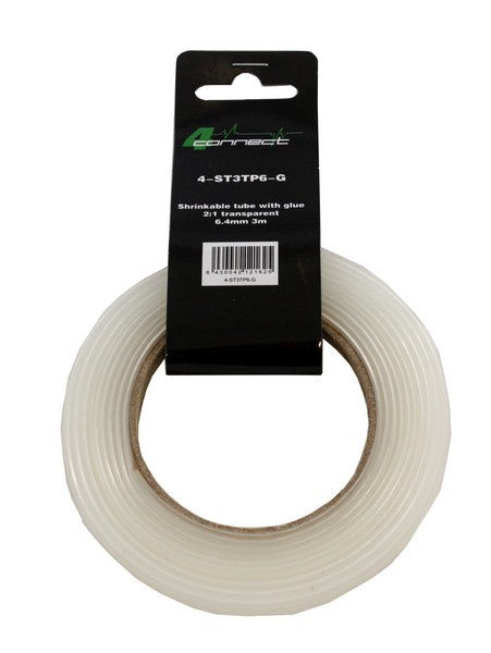 FOUR Connect 4-ST3TP6 transparent krympslang med lim, 6,4 mm x 3 m