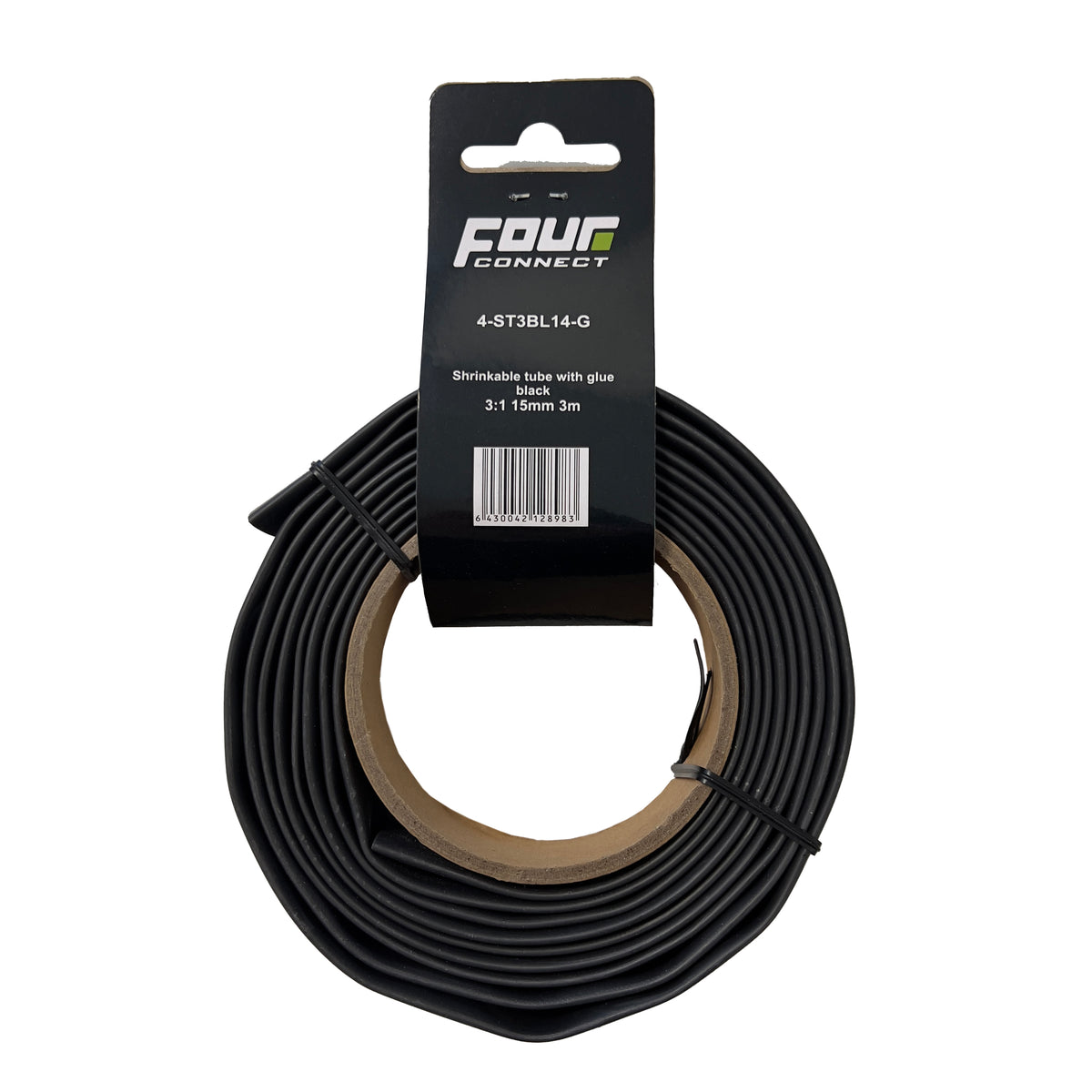 FOUR Connect 4-ST3BL14-G krympslang med lim 3:1, svart, 15 mm, 3 m