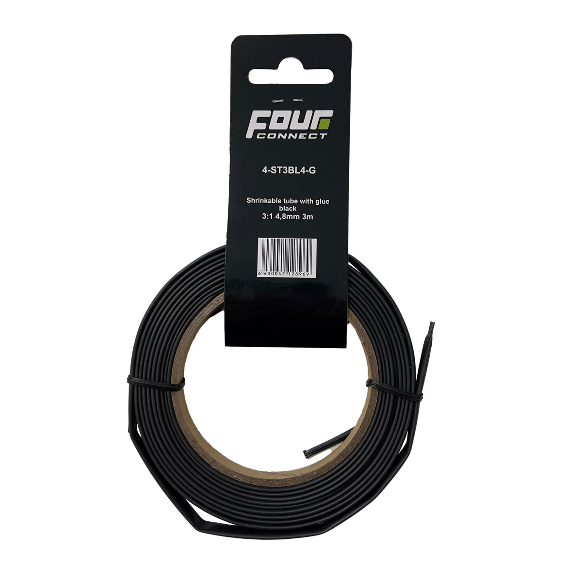 FOUR Connect 4-ST3BL4-G krympslang med lim 3:1, svart, 4,8 mm, 3 m