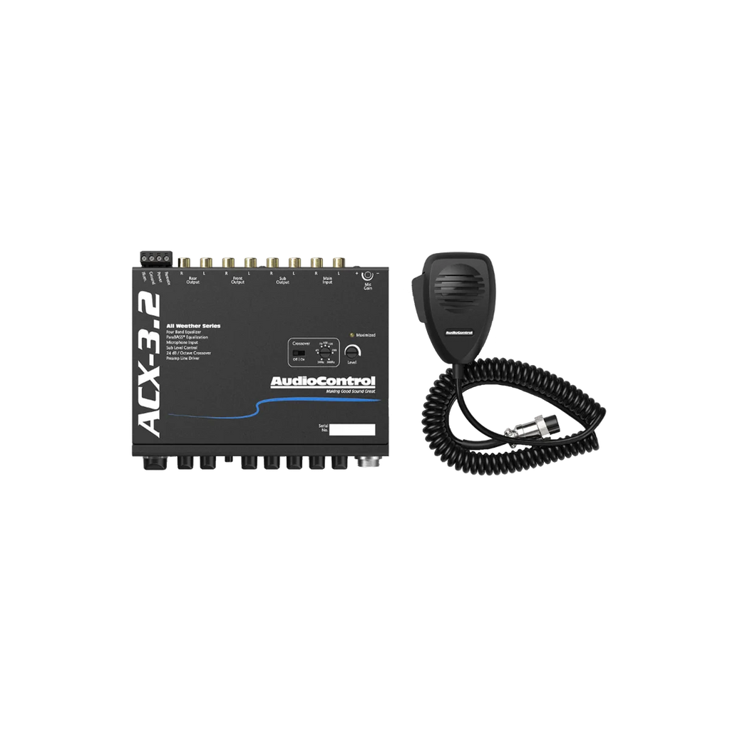 AudioControl ACX-3.2, allväders-EQ och delningsfilter med paging-mikrofon