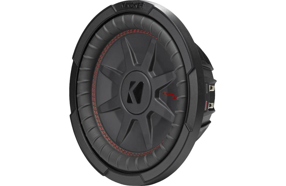 Kicker 48CWRT104, CompRT 10-tums (25 cm) lågprofilssubwoofer med dubbla 4-ohms talspolar, RoHS-kompatibel