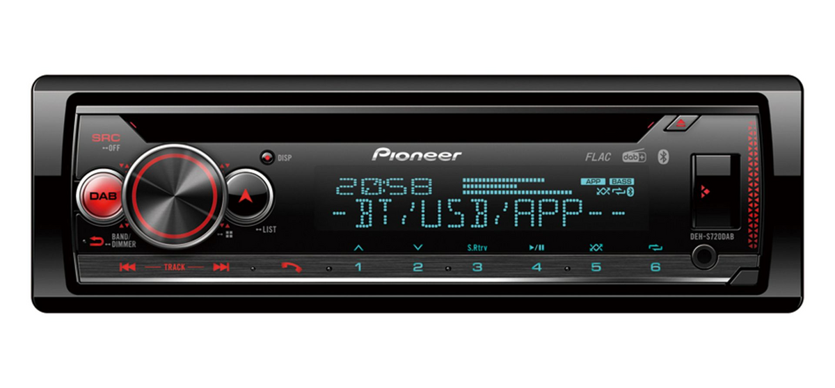 Pioneer DEH-S720DAB, Bilstereo med DAB+, Spotify, 3-vägs filter och 13-bands EQ