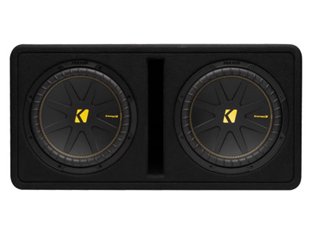 Kicker 50DCWC122, dubbla CompC 12-tums (30 cm) subwoofrar i basreflexlåda, 2 ohm