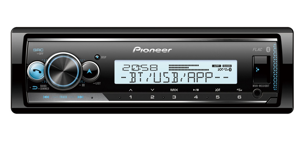 Pioneer MVH-MS510BT, marinstereo 4 x 50 W med USB, iPod, AUX och Bluetooth