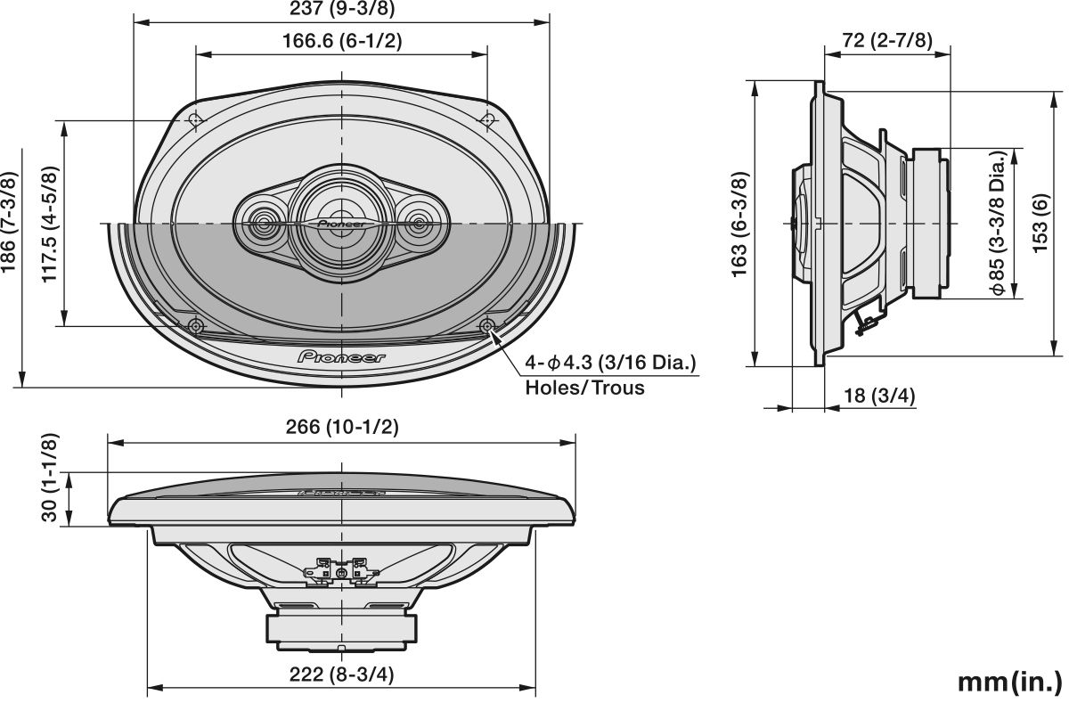 Pioneer TS-A6971F, 6 x 9" 4-vägs