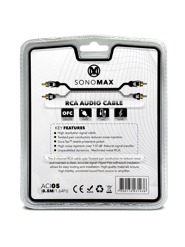 Sonomax ACi05, 0,5 m tvinnad OFC-RCA-kabel
