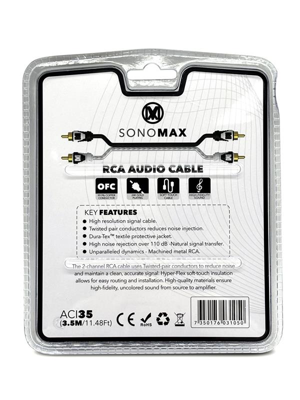 Sonomax ACI35, 3,5 m tvinnad OFC-RCA-kabel
