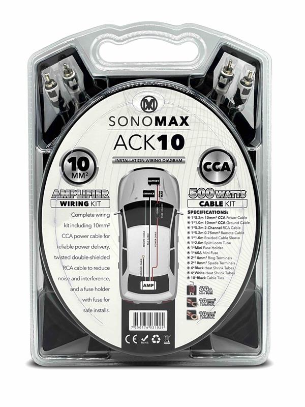 Sonomax ACK10, Kabelsats 10 mm² 5,2 m CCA med RCA