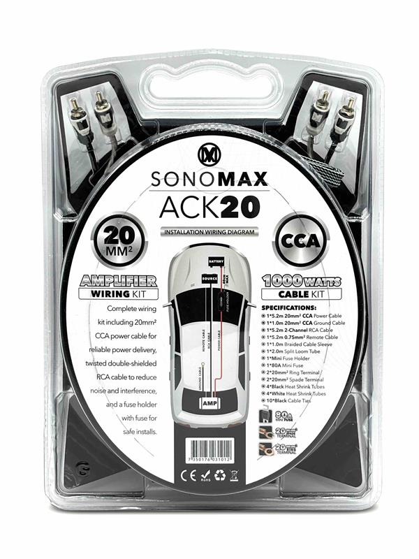 Sonomax ACK20, Kabelsats 20 mm² 5,2 m CCA med RCA