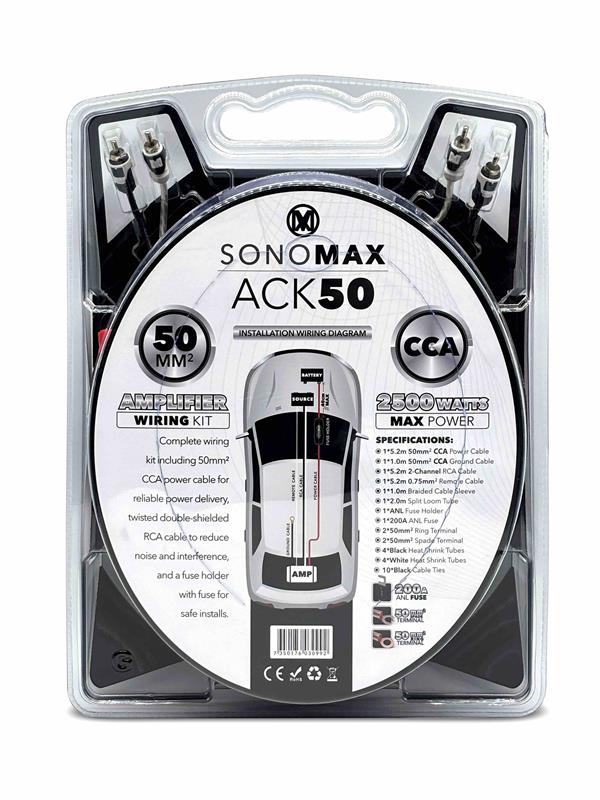 Sonomax ACK50, Kabelsats 50 mm² 5,2 m CCA med RCA