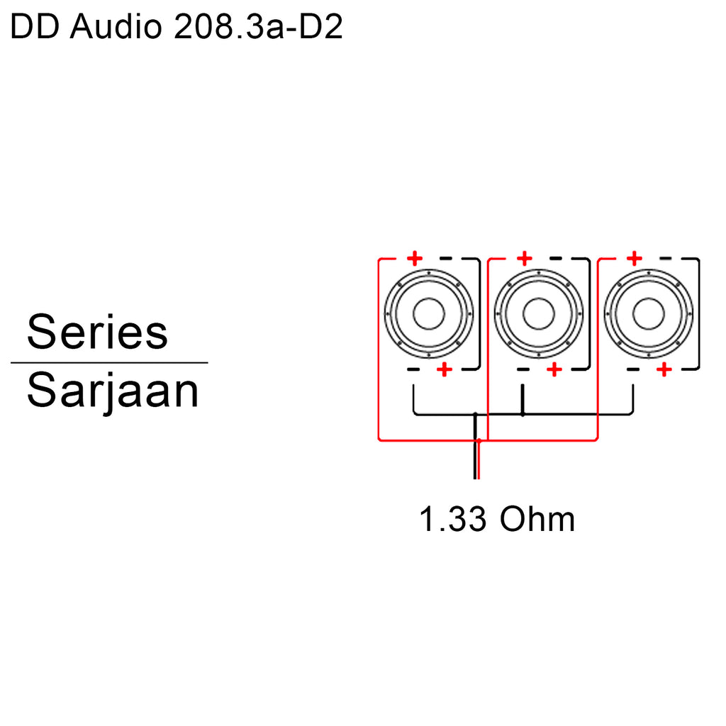 DD Audio LE-208.3a-D2 – trippel 8-tums baslåda, 1,33 ohm