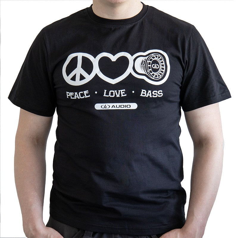 DD Audio Love, Peace & Bass T-shirt – XL