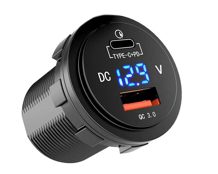 4Connect 4-600162 vattentät USB-laddare med spänningsvisning