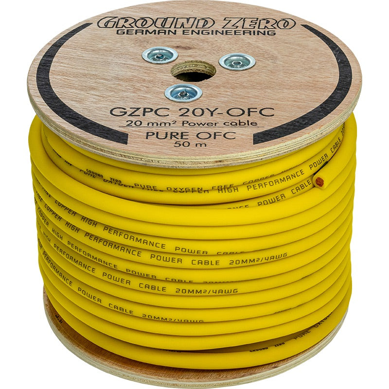 Ground Zero OFC-strömkabel 20 mm² gul, 50 m