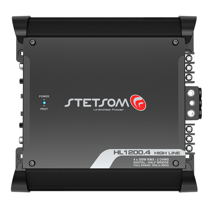 Stetsom HL1200.4-2, 4-kanals slutsteg 4 x 300 W RMS vid 2 ohm och 12,6 V