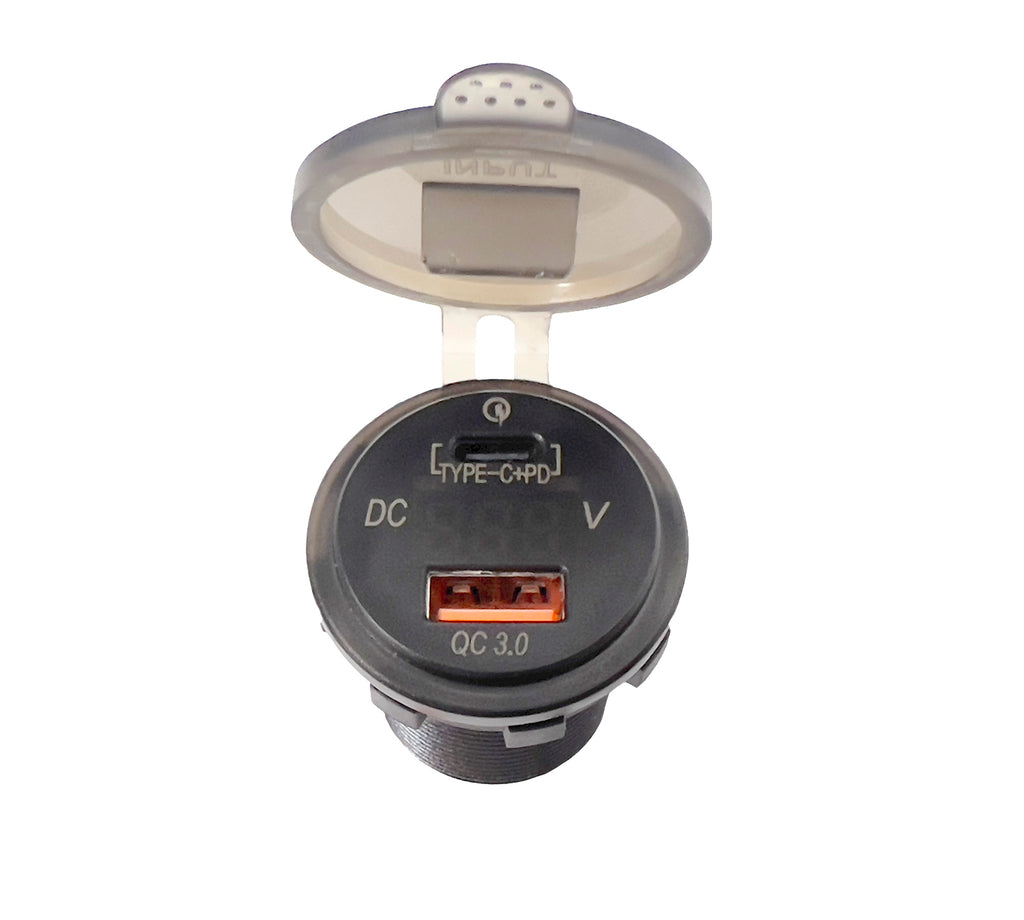 4Connect 4-600162 vattentät USB-laddare med spänningsvisning