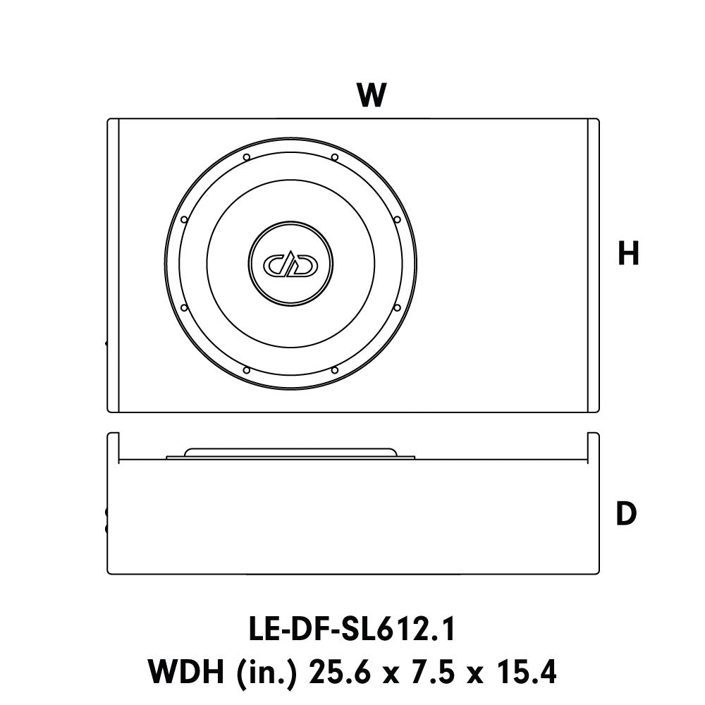 DD Audio LE-DF-SL612.1-D2 slimmad nedåtriktad subwooferlåda