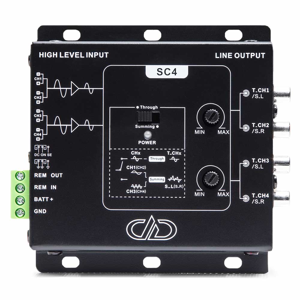 DD Audio SC4a 4-kanals signalomvandlare med 12 V remoteutgång