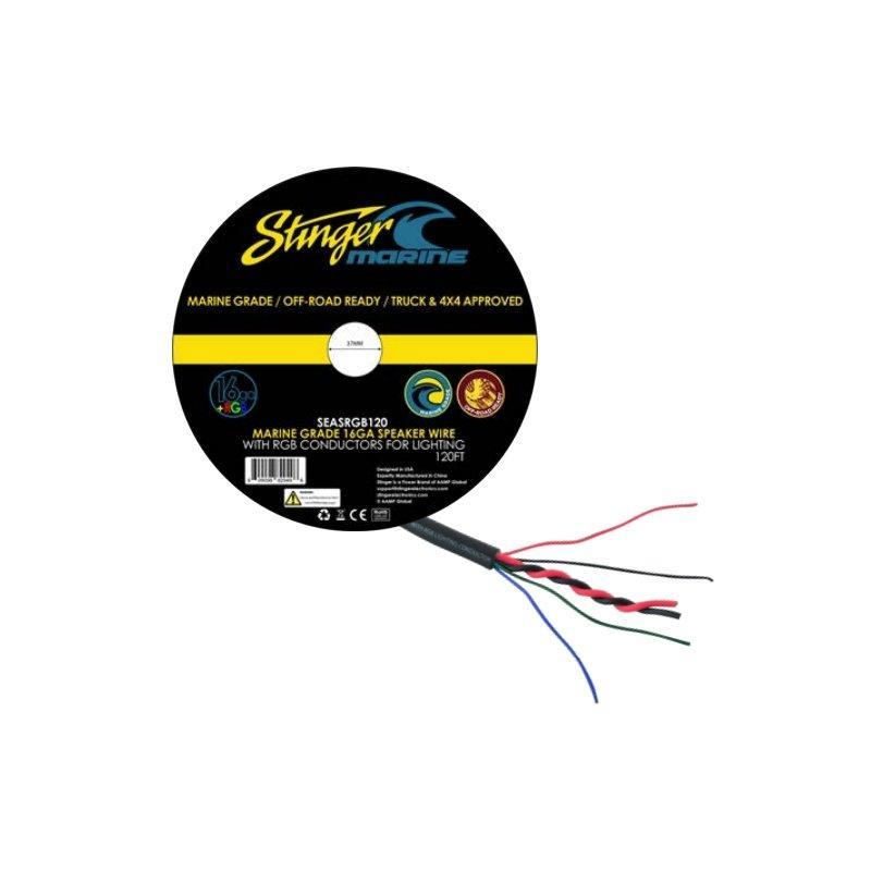 Stinger SEASRGB120, 16G-högtalarkabel med integrerad RGB-belysning, 120 m rulle
