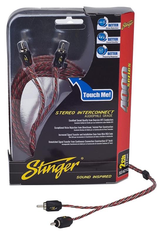 Stinger SI429, 2,8 meter 4000-serien 2-kanals riktad partvinnad RCA-kabel