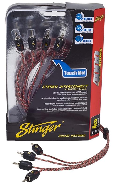 Stinger SI4417, riktad partvinnad 4-kanals RCA-kabel i 4000-serien, 5,2 m
