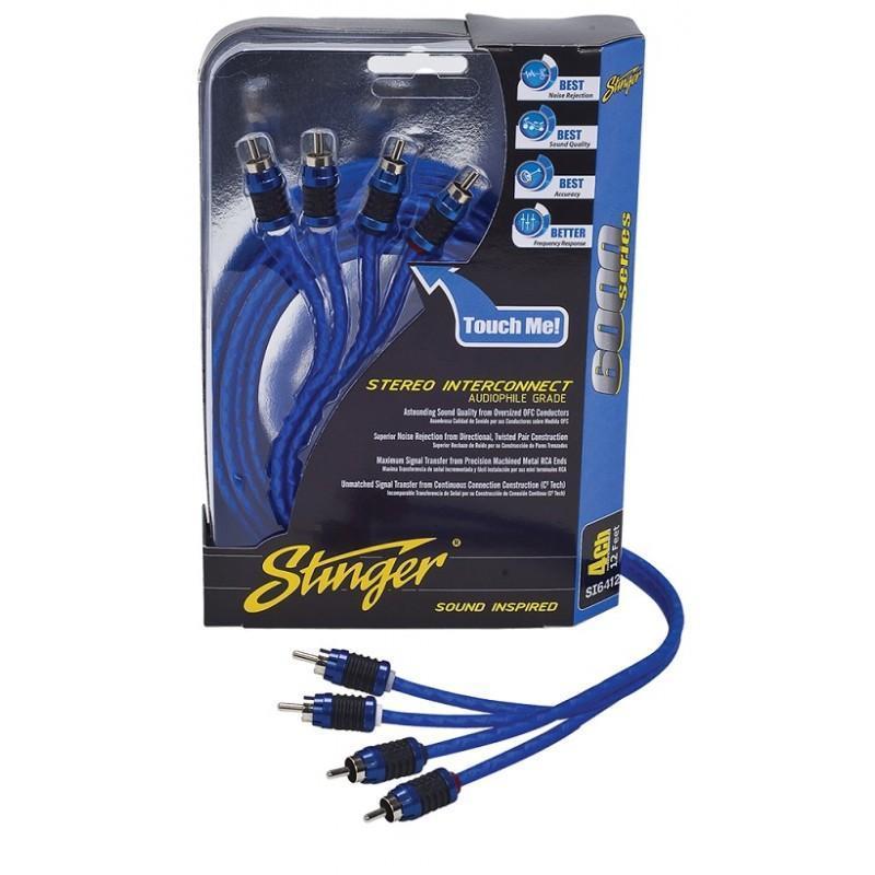 Stinger SI6417, skärmad riktad partvinnad 4-kanals RCA-kabel i 6000-serien, 5,2 m