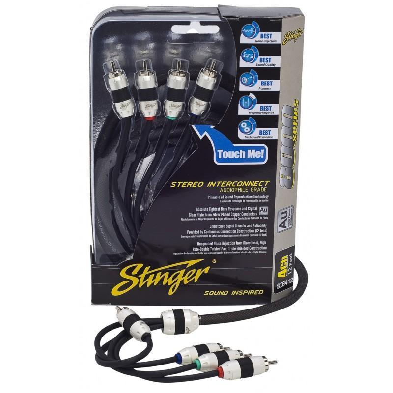 Stinger SI8417, 4-kanals RCA-kabel med silverpläterade ledare i 8000-serien, 5,2 m
