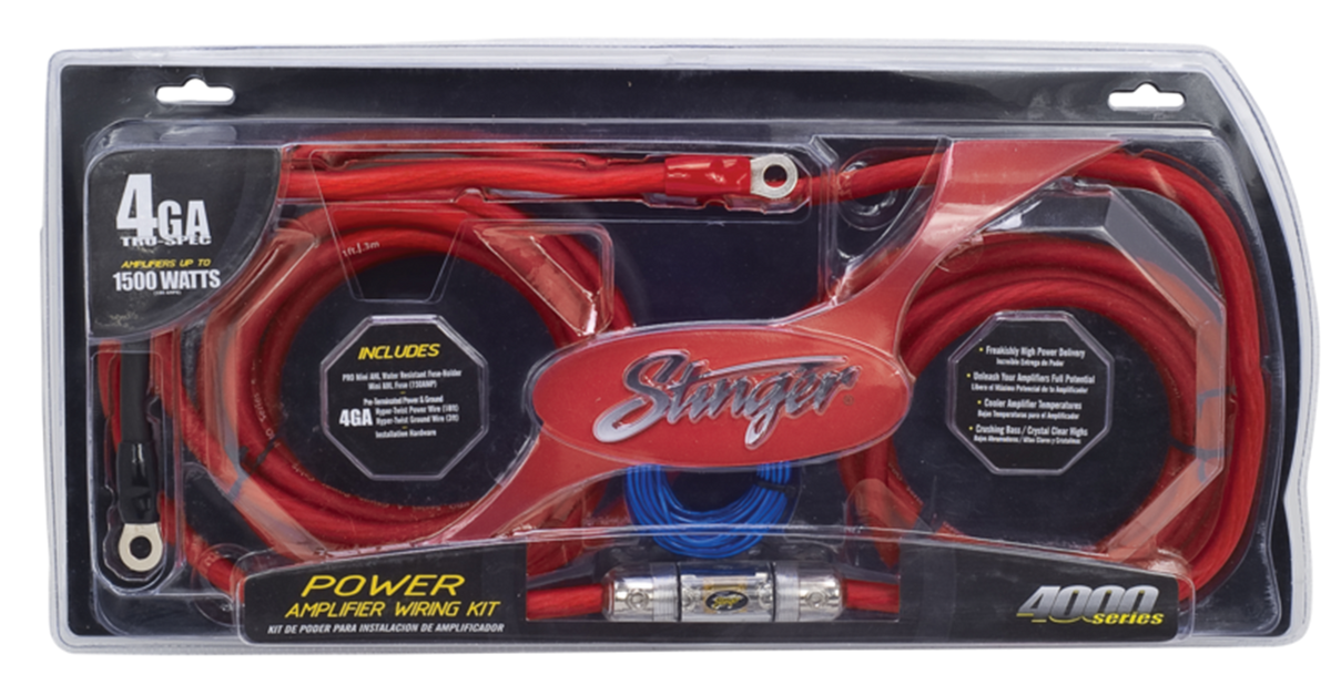 Stinger SK4241, 4000-seriens strömkabelsats 4 AWG i matt rött