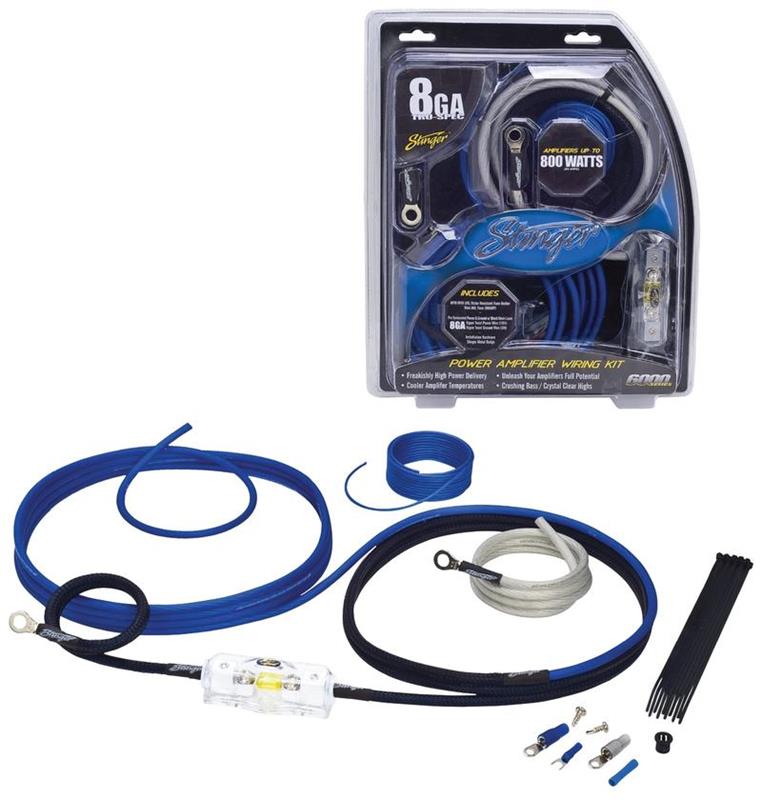 Stinger SK6281, 6000-seriens strömkabelsats 8 AWG i matt blått