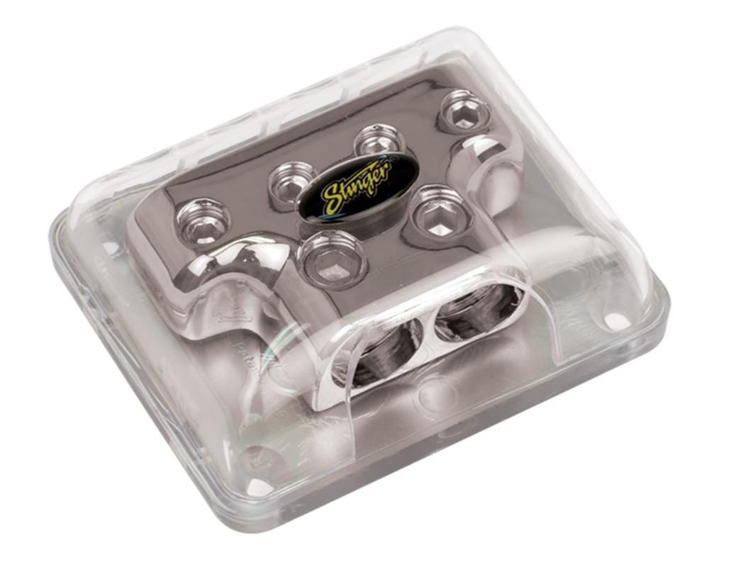 Stinger SPD514, T-distributionsblock med 2 x 0 GA-ingångar och 4 x 4 GA-utgångar