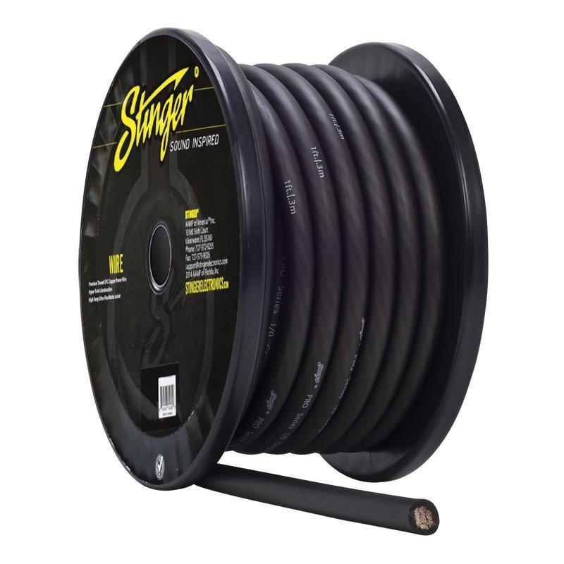 Stinger SPW10TB, svart 0 GA-strömkabel Pro, 50 fot