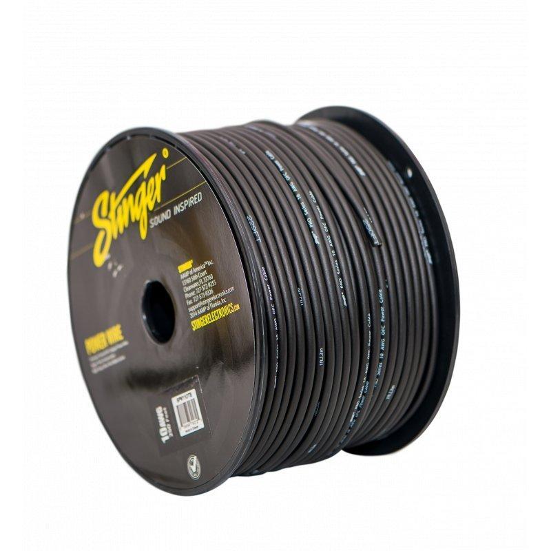 Stinger SPW110TB, svart 10 GA-strömkabel Pro, 250 fot