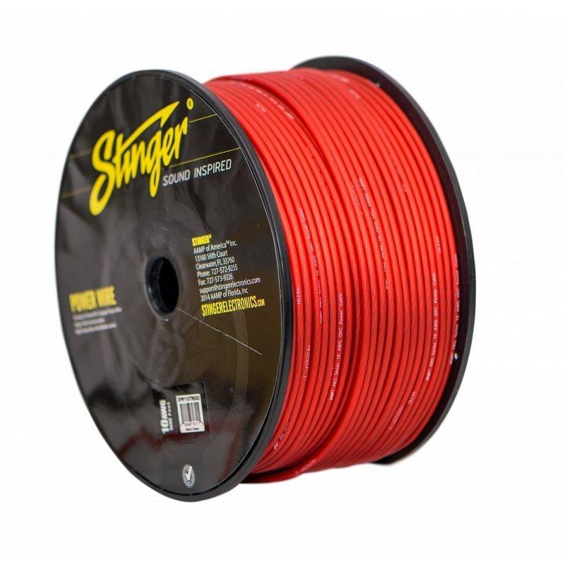 Stinger SPW110TR500, röd 10 GA-strömkabel Pro, 500 fot